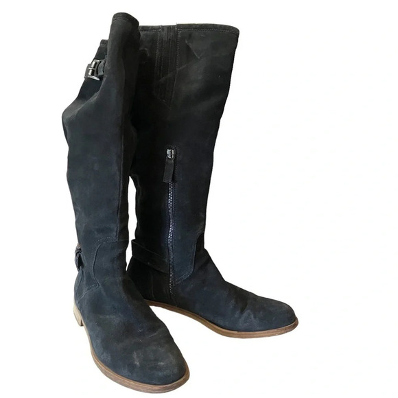 Garnet Hill Tazia Italian Suede Riding Boots Leather Knee High 10 - Picture 2 of 6